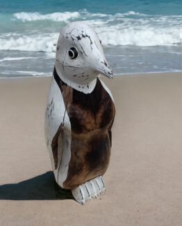 strandhuas dekoration pinguin aus holz