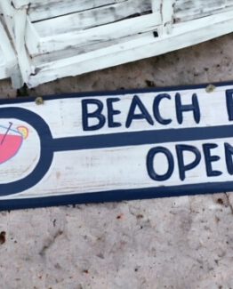 beachbar open holzschild strandhaus-deko