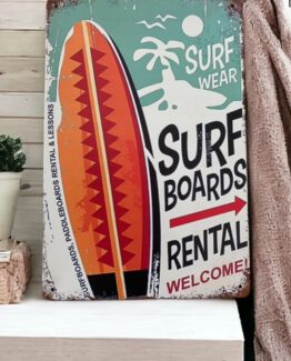 sufboard rental metallschild
