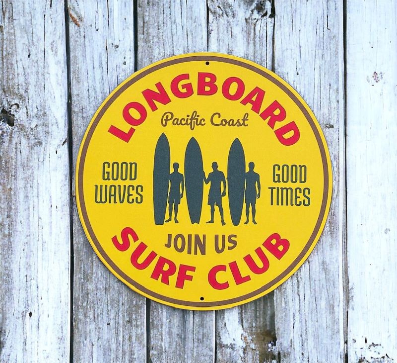longboard surf club blechschild